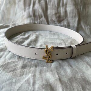 Yves Saint Laurent White 80 Belt
